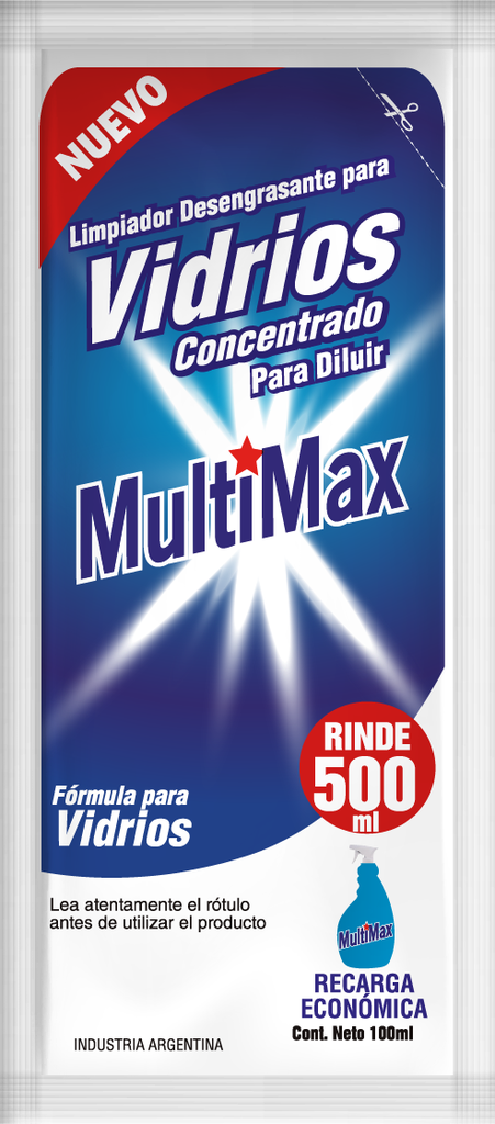 Limpiador de Vidrios Multimax Rinde 500ml x100ml (x36)
