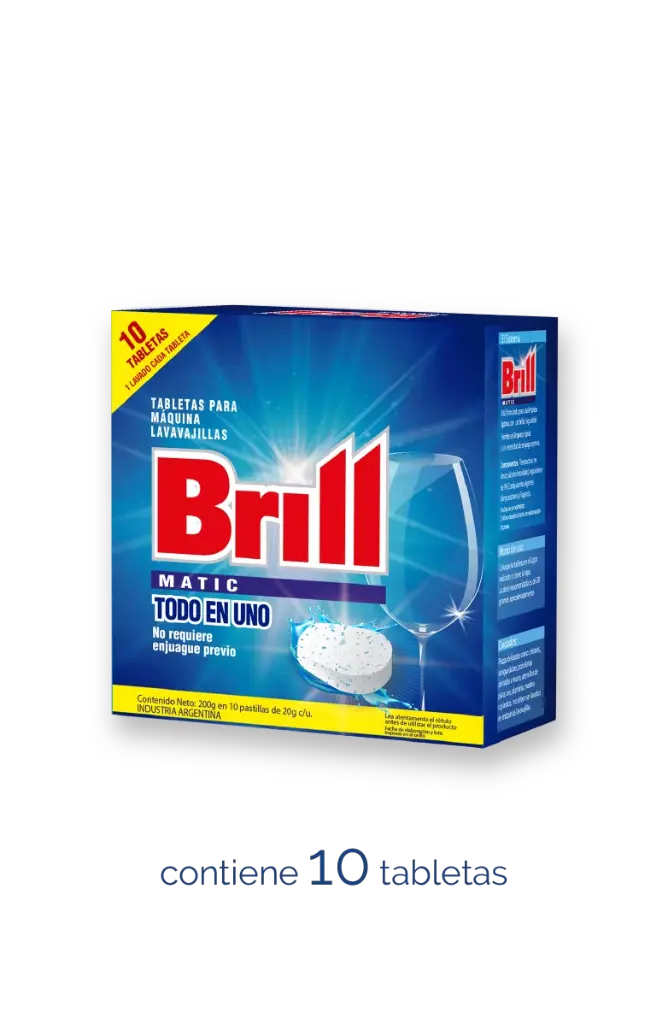 Brill Matic para Maquinas Lavavajillas en tableta x10u 200g (x12)