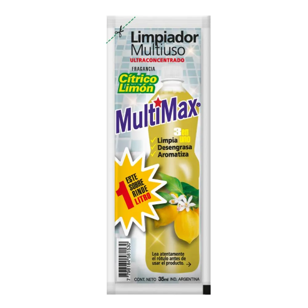 Limpiador Multiuso Multimax Limón Rinde 1 L x35ml (x50)
