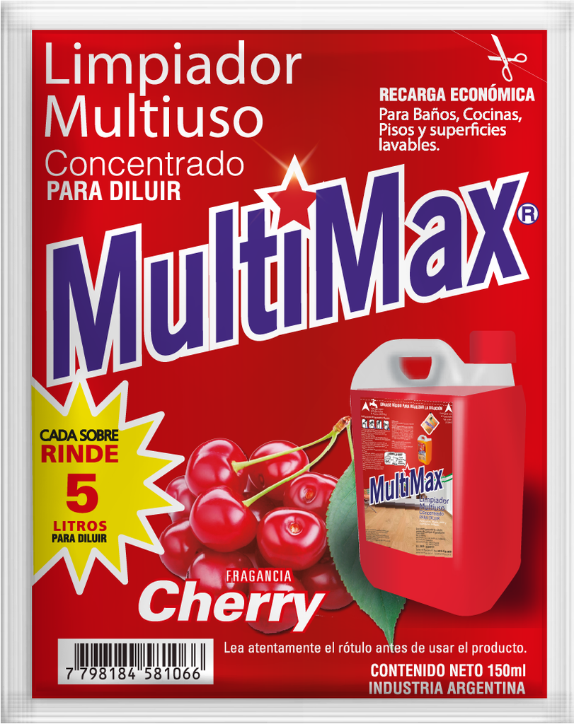 Limpiador Multiuso Multimax Cherry Rinde 5 L x150ml (x15)