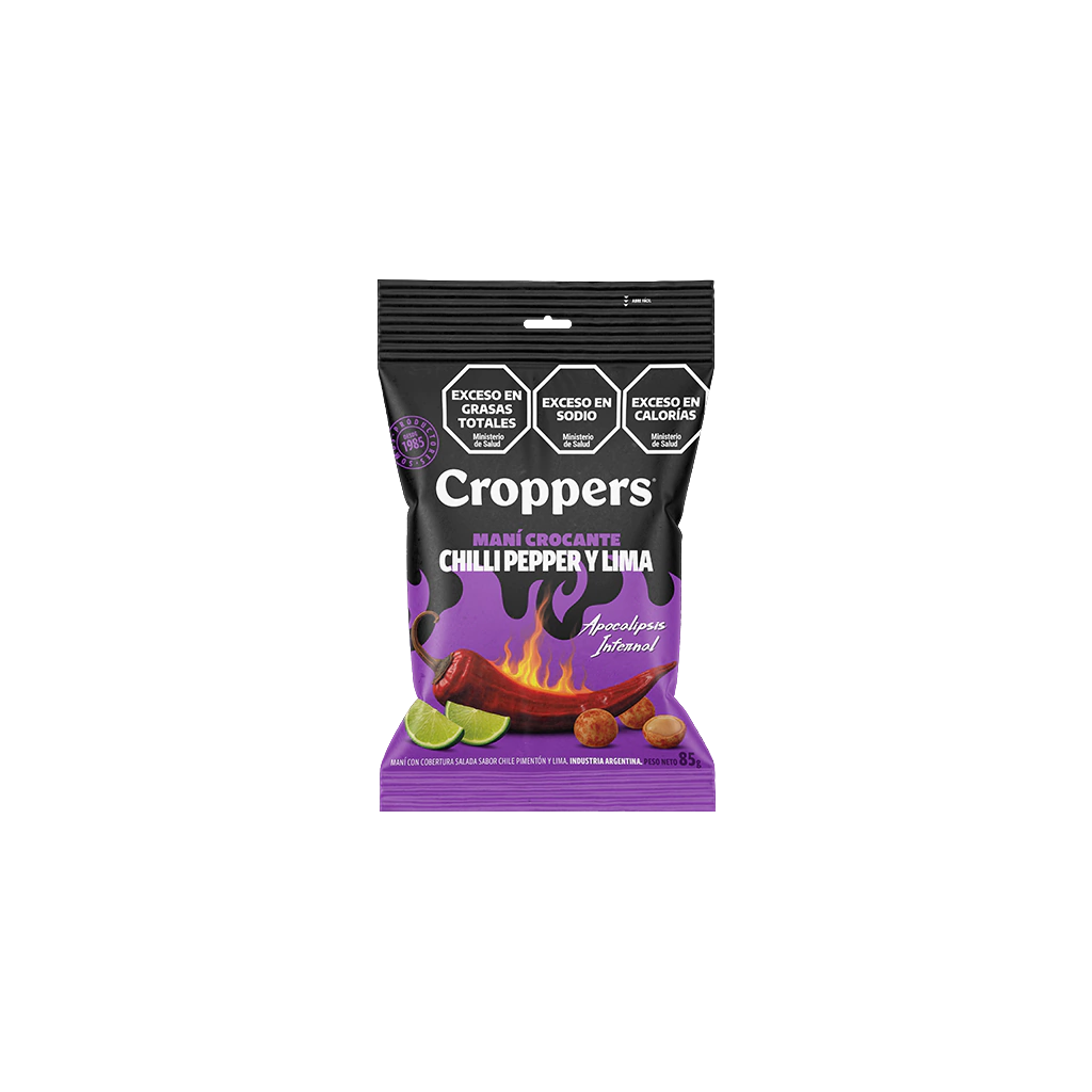 Maní Crocante Sabor Chilli Pepper Croppers x85g (x40)