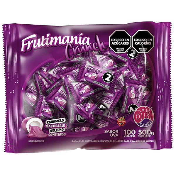 Caramelo Frutimania Crunch Uva x500g (x12)