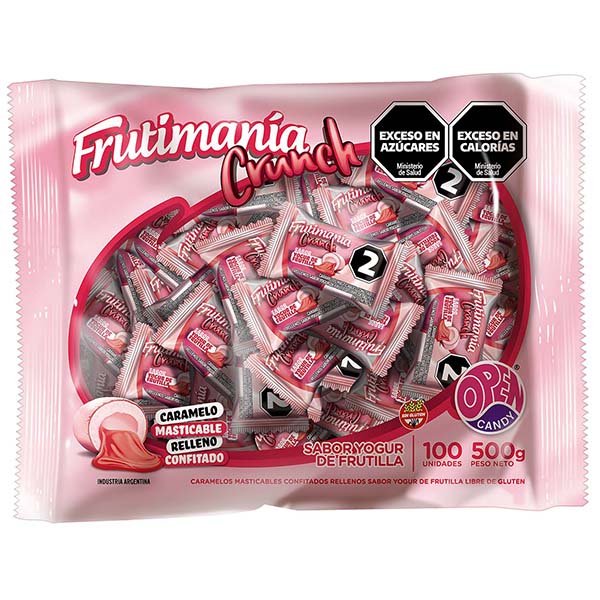 Caramelo Frutimania Crunch Yogurt Frutilla x500g (x12)