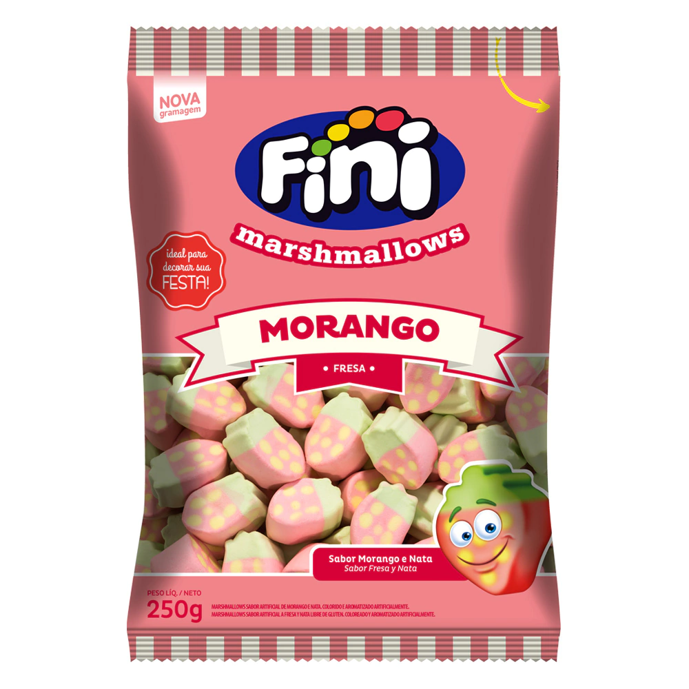 Marshmallows Fini Morango Sabor Frutilla x250g (x12)