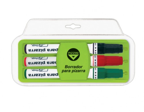 Borrador Para Pizarra Pizzini + 3 Marcadores (x12)