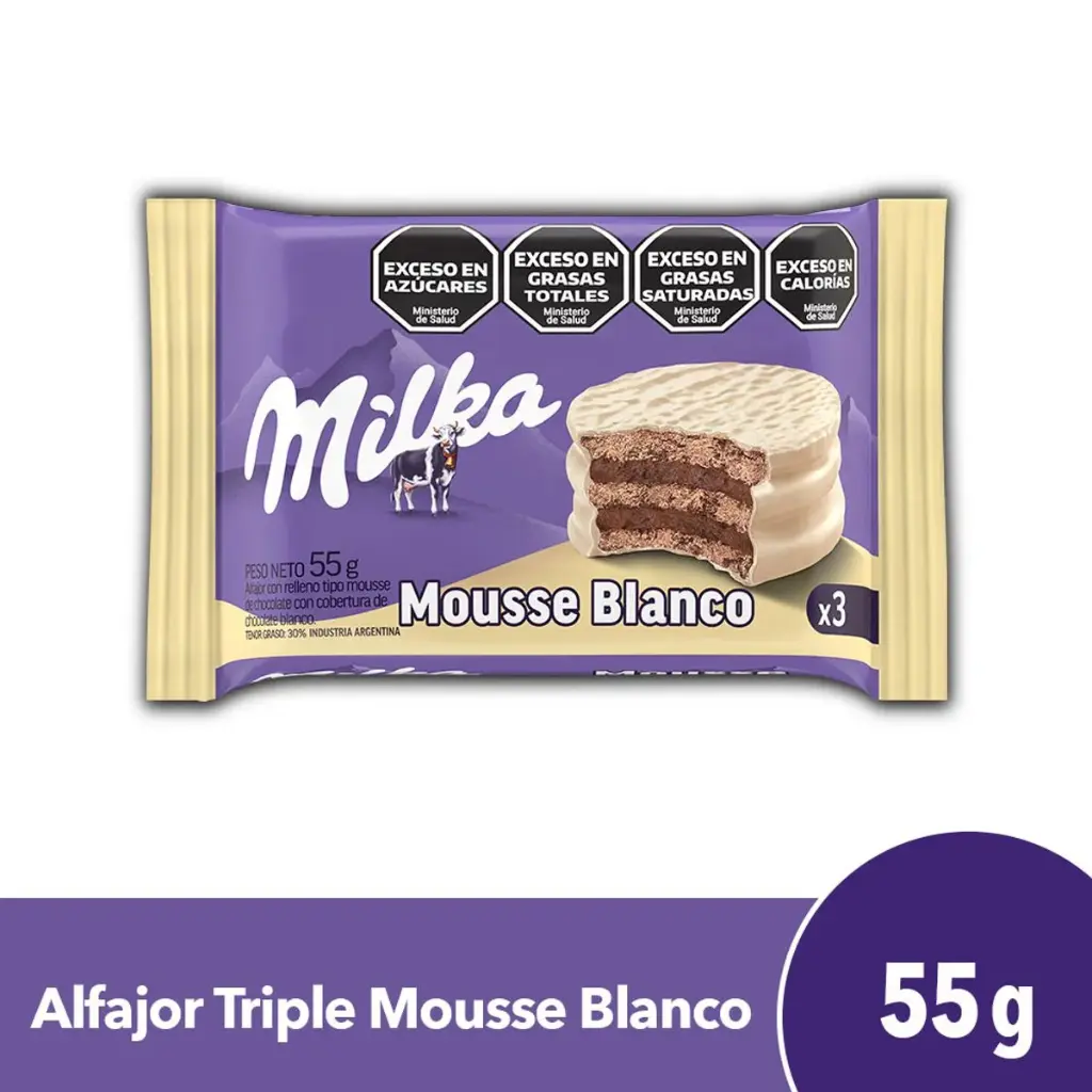Alfajor Triple Milka Mousse Blanco x55g (x36)