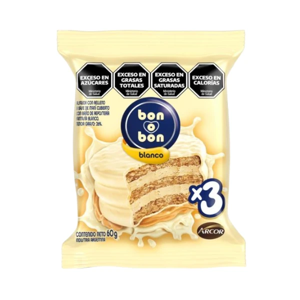 Alfajor Bon o Bon Triple Blanco x60g (x21)