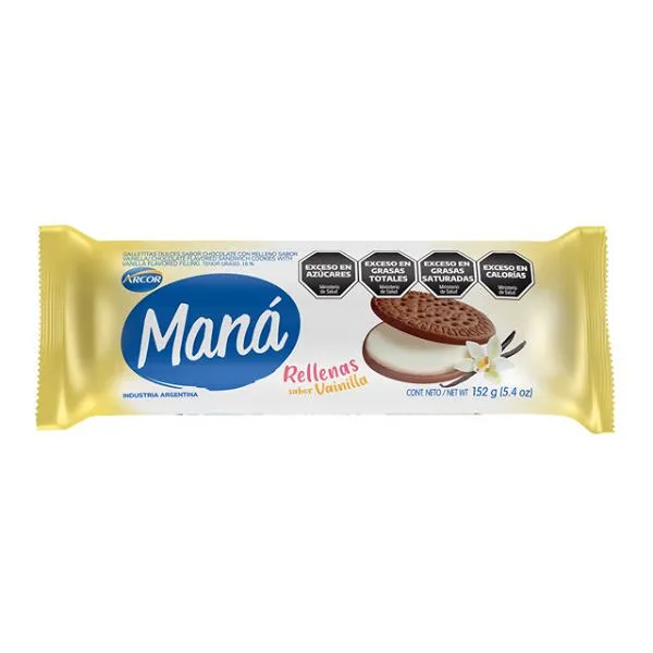Maná Chocolate Rellena de Vainilla x152g (x36)