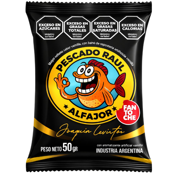 Alfajor Fantoche Negro Pescado Raúl x50g (x12)