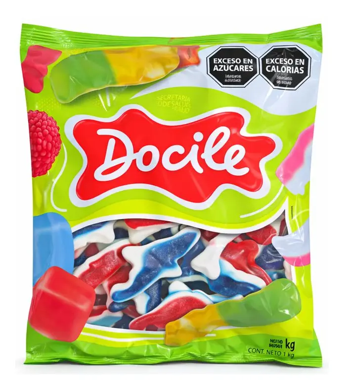 Goma Docile Tiburón Rojo y Azul x1kg (x12)