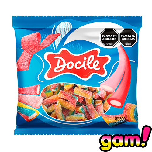 Goma Docile Mini Regaliz Frutilla Ácida Colorida x500g (x12)