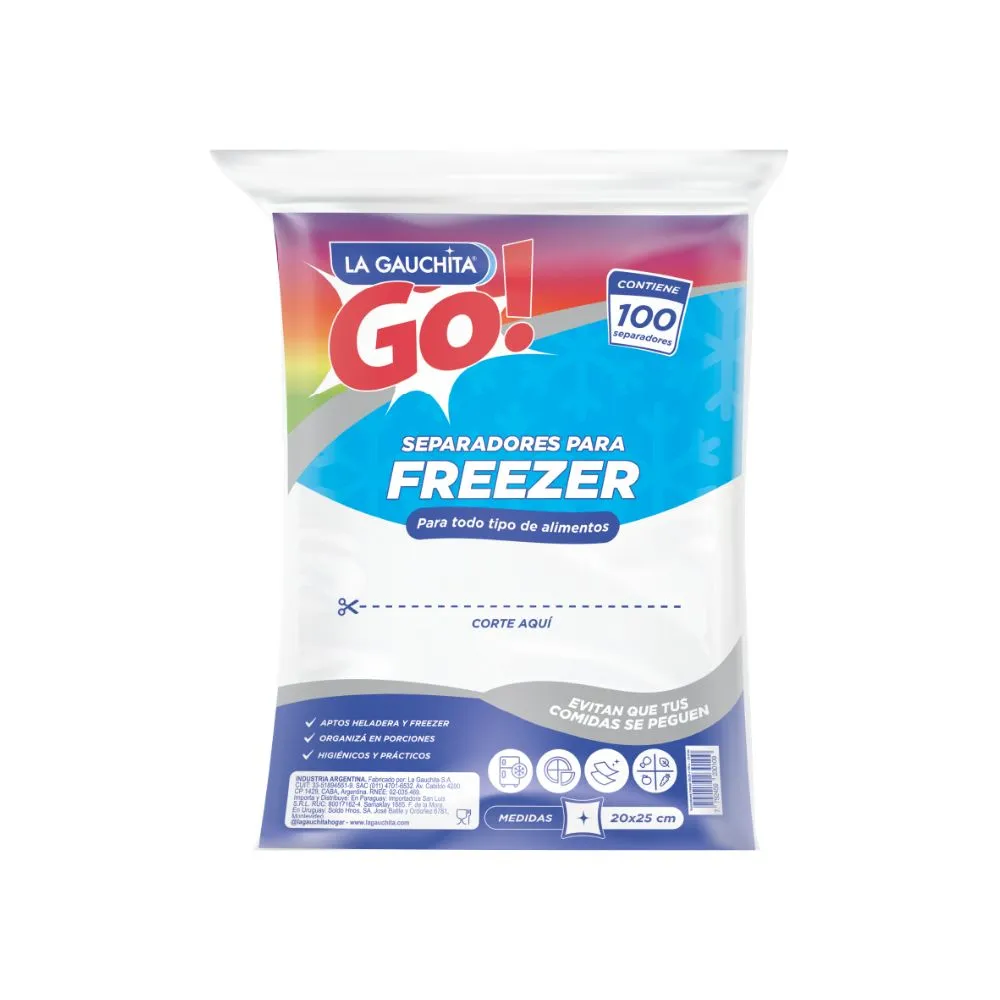 Separadores Freezer La Gauchita 20cm x 25cm x100u (x20)