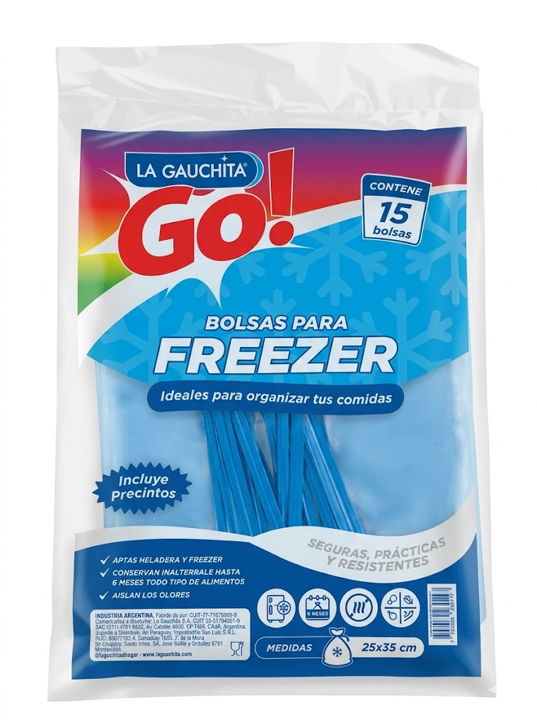 Bolsas Freezer La Gauchita 25cm x 35cm x15u (x25)