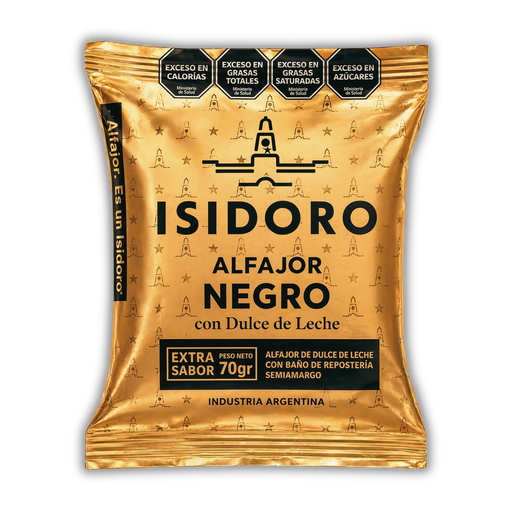 [100831] Alfajor Isidoro Negro con Dulce de Leche x70g (x12)
