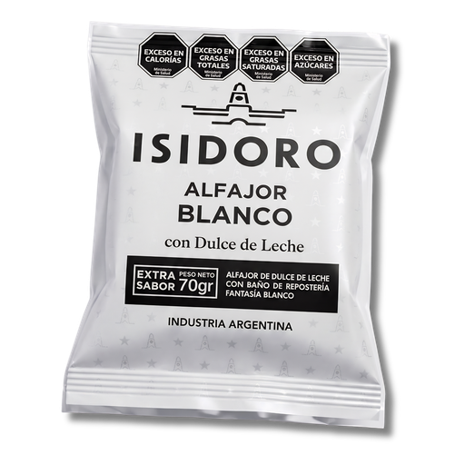 [100832] Alfajor Isidoro Blanco con Dulce de Leche x70g (x12)