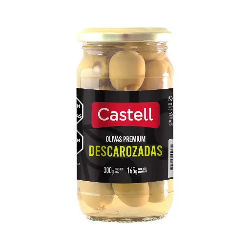 [100838] Aceitunas Verdes Descarozadas Premium Castell x165g (x12)