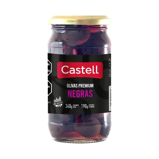 [100842] Aceitunas Negras Premium Castell x190g (x12)