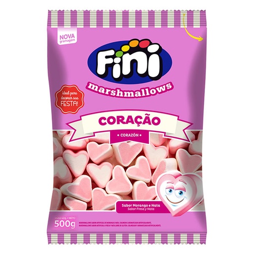 [100893] Marshmallows Fini Corazon Sabor Frutilla, Vainilla y Crema x250g (x12)