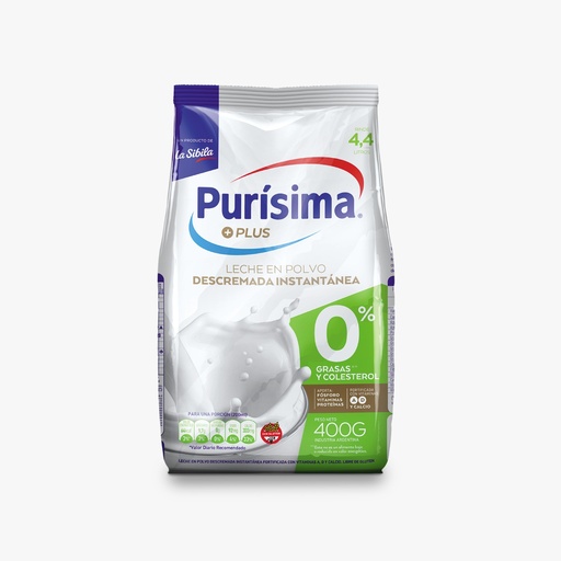 [101112] Leche en Polvo Descremada Purísima Instantánea x400g (x16)