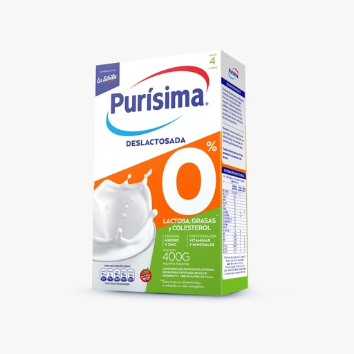 [101115] Leche en Polvo Entera Purísima Deslactosada x400g (x12)