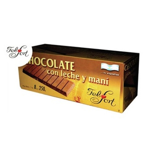[13645] Chocolate Leche y Maní Felfort 8x8x250g.