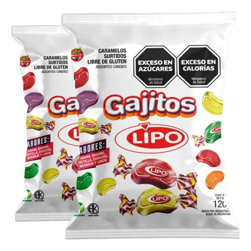 [20052] Caramelo Lipo Gajitos Frutales Ácidos 24x454g.