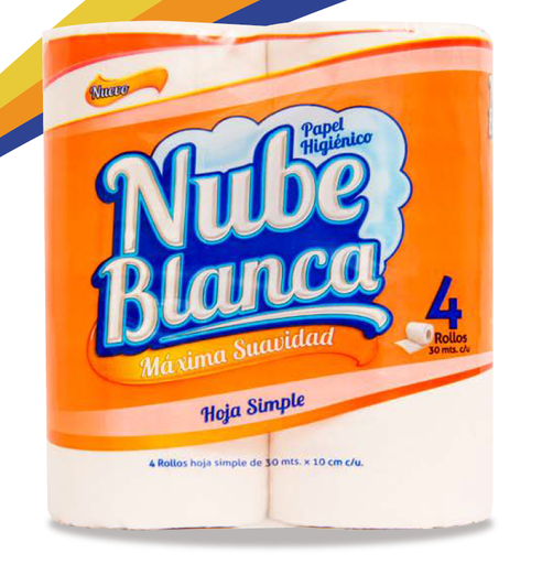 [55500] Papel Higiénico Nube Blanca HS 4 Rollos x10cm x30m