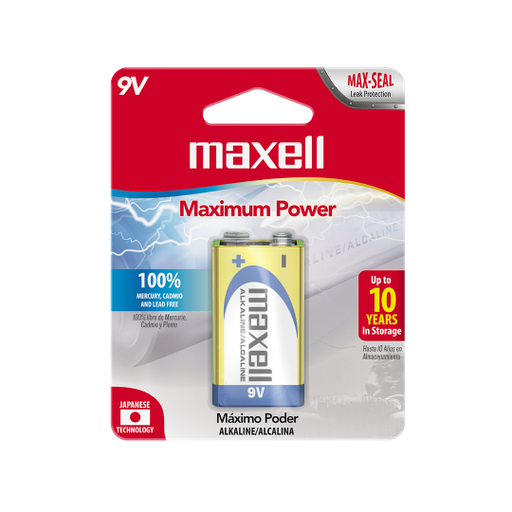 [100007] Pila Alkalina Maxell 9V 6LR61 Blíster x1
