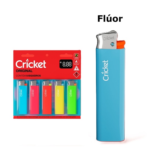 [100160] Encendedor Cricket Original Classic Flúor x5u (40x5)