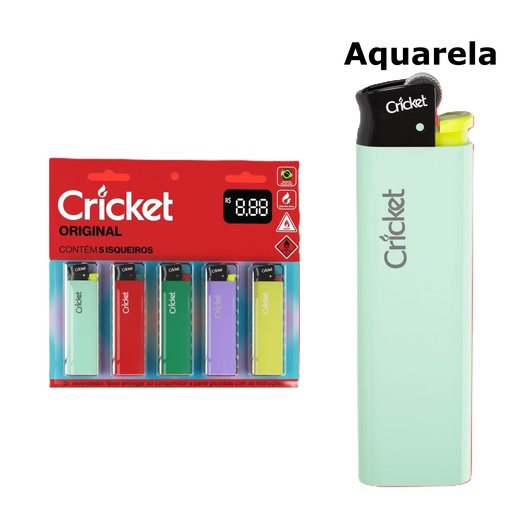 [100161] Encendedor Cricket Original Classic Aquarela x5u (40x5)