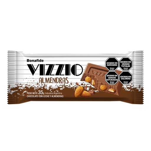 [100178] Chocolate Vizzio con Leche y Almendras 8x20x35g