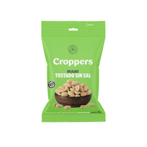 [100370] Maní Tostado Sin Sal y Sin Piel Croppers x105g (x40)