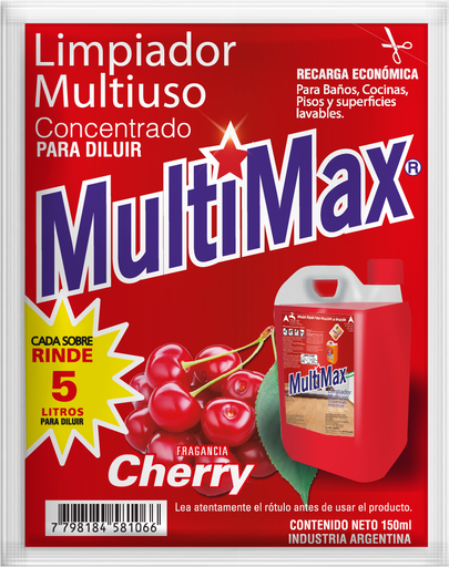 [100514] Limpiador Multiuso Multimax Cherry Rinde 5 L x150ml (x15)