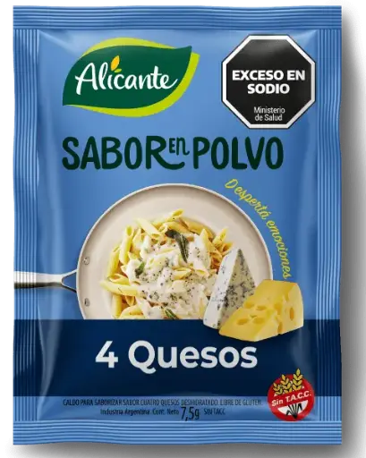 [100349] Sabor en Polvo Alicante 4 Quesos sin Tacc x7,5g (10x12)