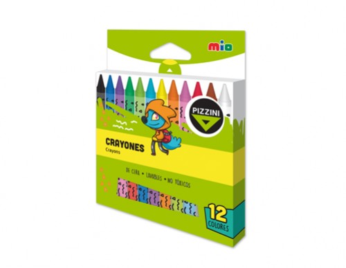 [100570] Crayón Lavable Pizzini 9x0,6cm 12 Colores (x12)