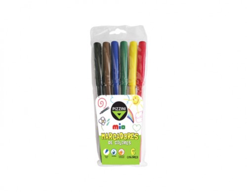 [100590] Marcadores Escolares Pizzini Finos 6 Colores (x24)