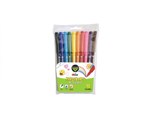 [100591] Marcadores Escolares Pizzini Finos 10 Colores (x12)
