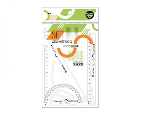[100621] Set Geometría Escolar Pizzini 4 Piezas (x20)