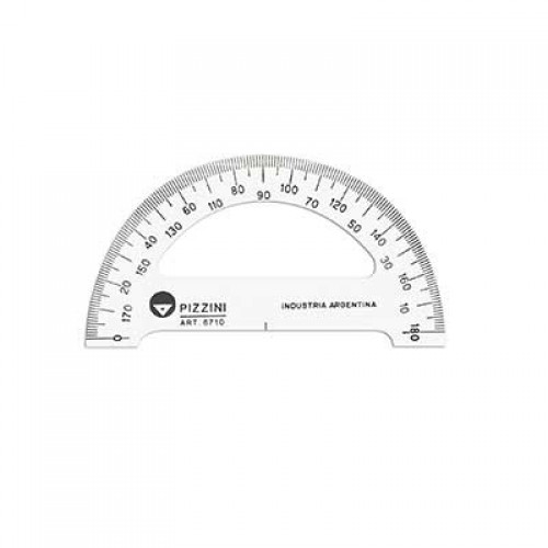 [100626] Transportador Escolar Pizzini 180º x10 cm Cristal (x25)