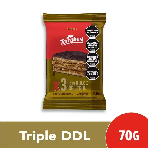 [100650] Alfajor Triple Terrabusi Dulce de Leche x70g (x36)